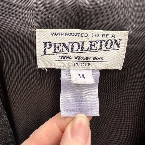 Pendleton Vintage 100% Virgin Wool Button Front Dark Grey Blazer Jacket - Picture 2 of 6